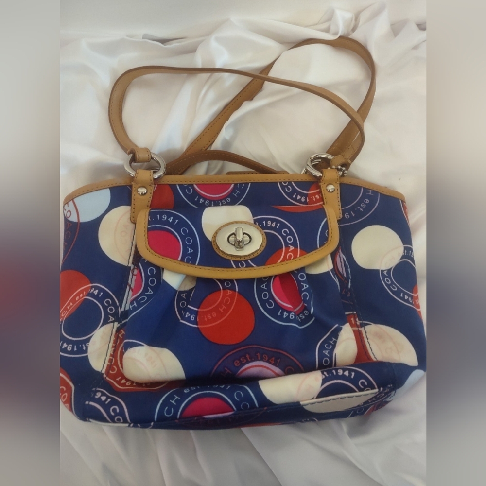 Coach Blue and Tan Women's Bag